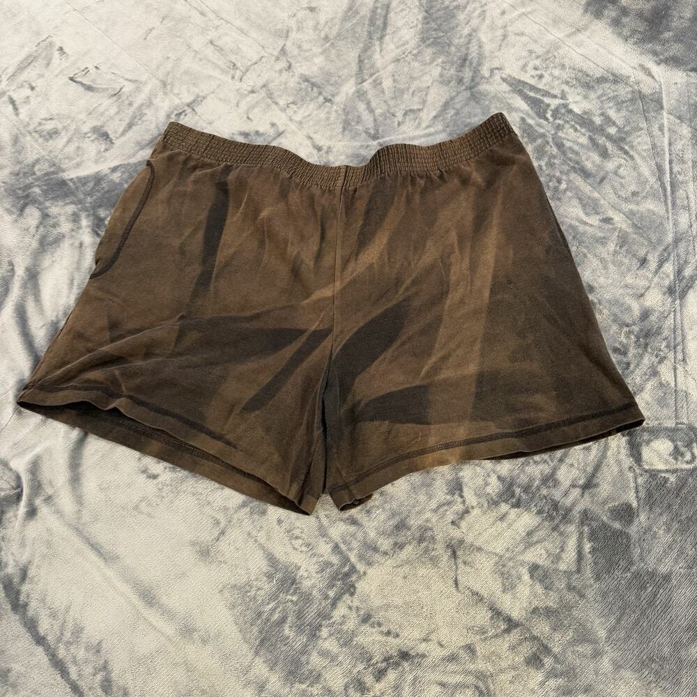VTG Cheetah Men Louge Shorts Washed Tie-Dye Brown Pattern XL Made in USA Retro